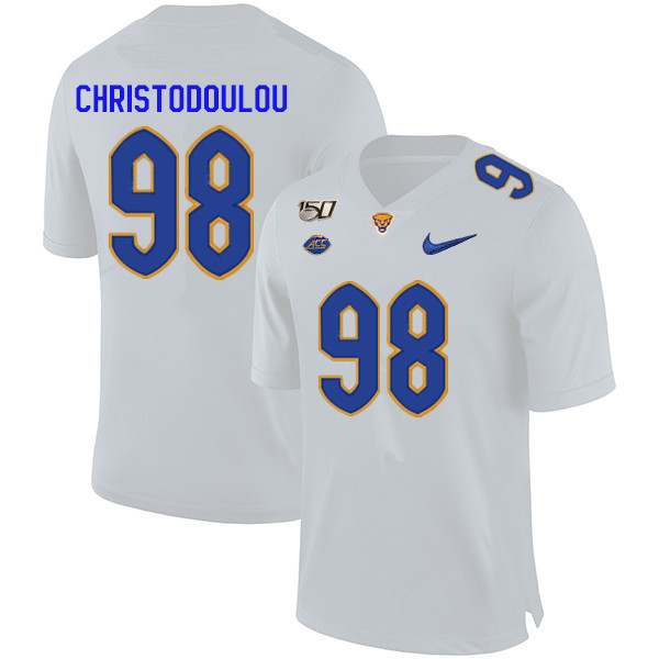 2019 Men #98 Kirk Christodoulou Pitt Panthers College Football Jerseys Sale-White